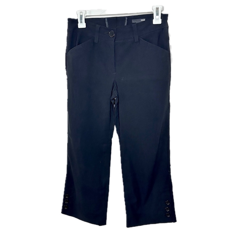 H&M Classic Black Tapered Cropped Pants Size 8 Office Casual Dark Academia